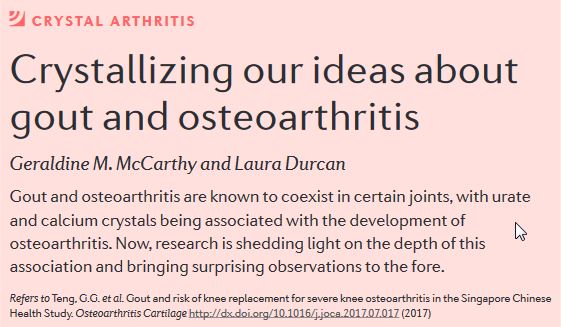 Check out our new #NewsandViews from <a href="/McCarthyProf/">Geraldine McCarthy</a>
Crystallizing our ideas about gout and osteoarthritis
go.nature.com/2gdGZfV