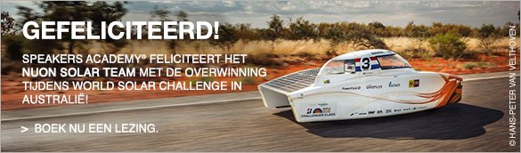 SpeakersAcademy's tweet photo. Het @NuonSolarTeam wint opnieuw de World Solar Challenge! Nu ook te boeken bij Speakers Academy: https://t.co/Xth9z2vJrS 🎓 https://t.co/hvJ2u7SUCb