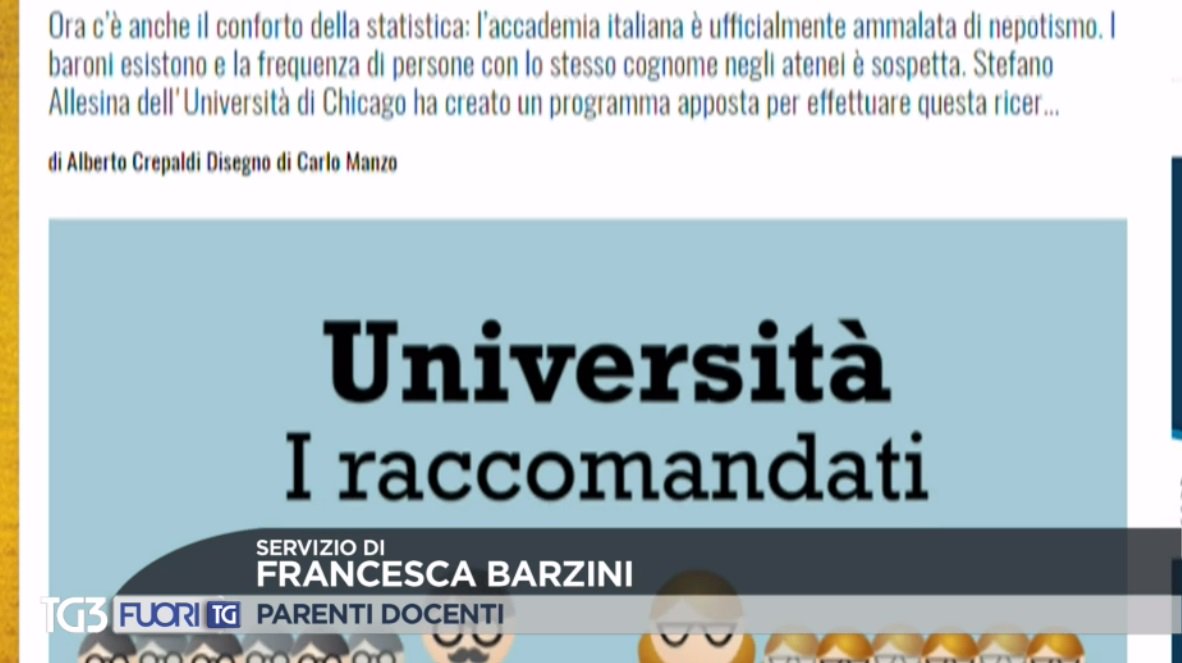 Tg3web's tweet photo. #Tg3 #Fuoritg #università feudi familiari in cui #parentele e amicizie contano più dei #titoli #meritocrazia #baronato #docenti https://t.co/stXJ3u8DdJ