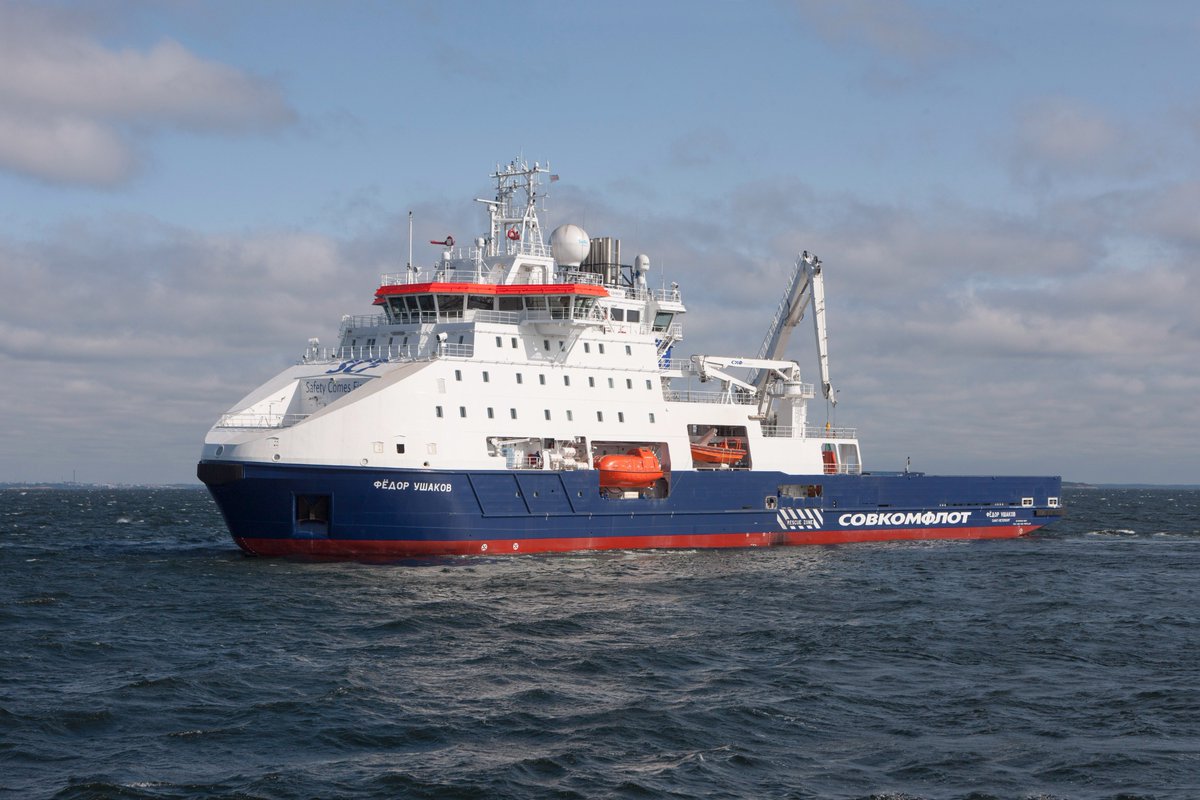 VesselFinder's tweet photo. PAO #Sovcomflot new icebreaking standby vessel named Fedor Ushakov
https://t.co/4QDU7yOgPS #Arctech #SCFGroup #FedorUshakov #IBSBV #ship https://t.co/dSEIfW0fcp