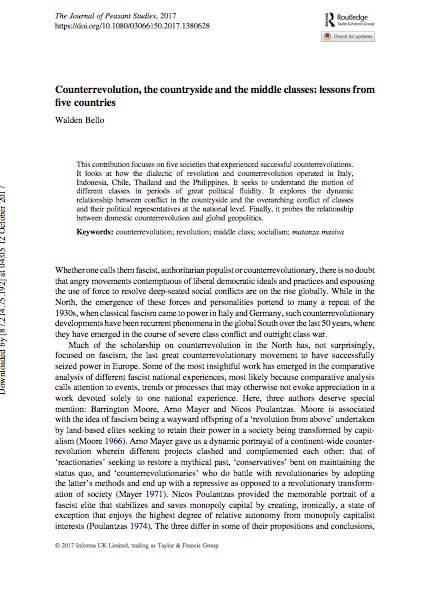 Peasant_Journal's tweet photo. #FREEACCESS to @WaldenBello's paper on #counterrevolution, the #countryside and the middle classes: https://t.co/tSbl7qK4EK https://t.co/xE8PnFya7e