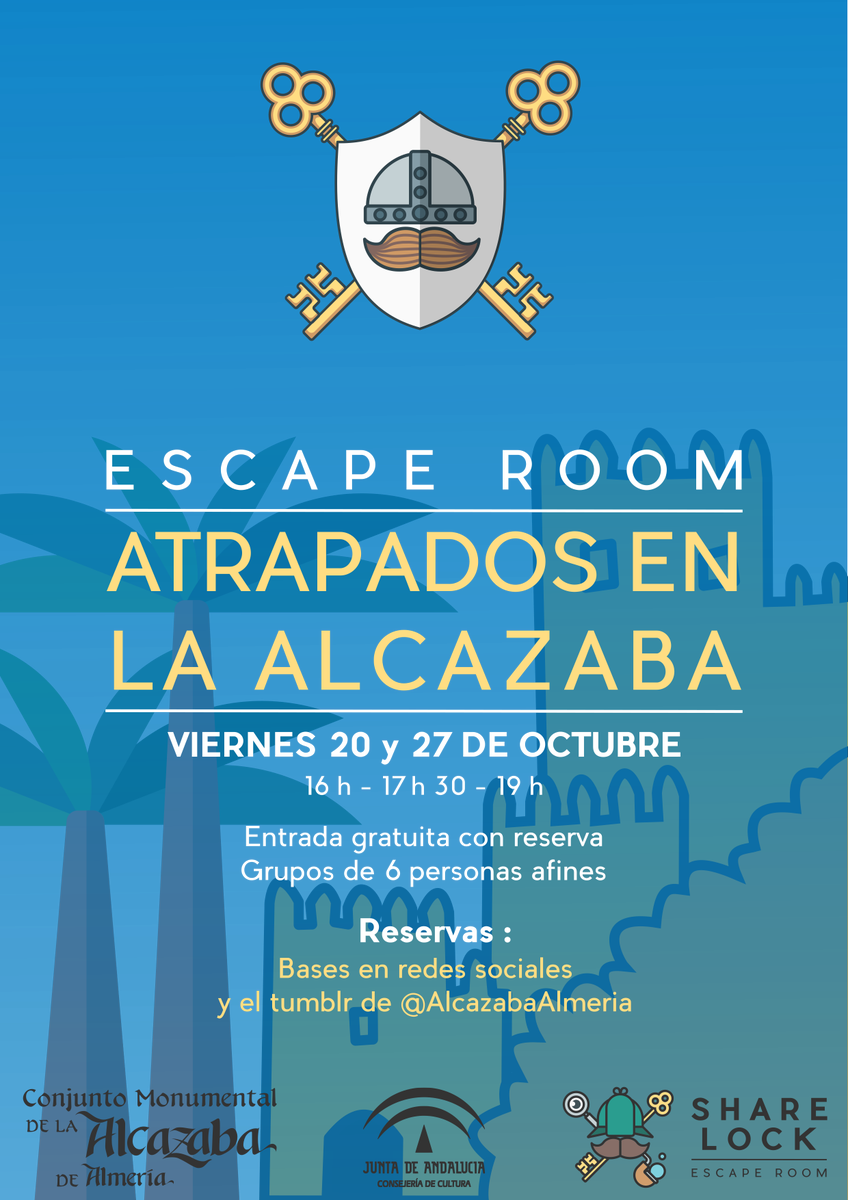 AlcazabaAlmeria's tweet photo. 50 grupos inscritos en el #escaperoon 'Atrapados en la Alcazaba'. Suerte en el concurso del próximo miércoles 18 a las 14:00 horas. 👏👏 https://t.co/7wQvlQSh26