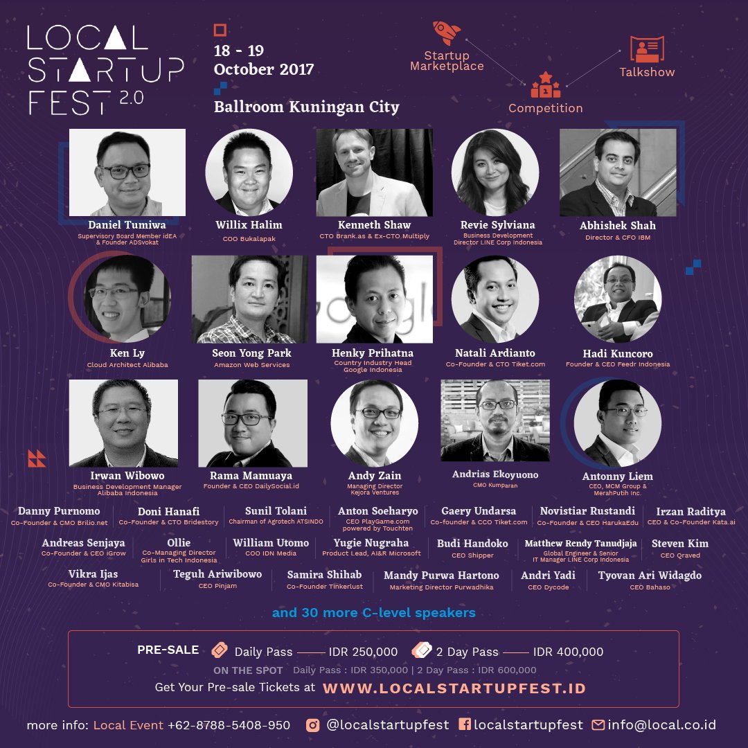 okezonenews's tweet photo. 70+ Speakers dan 30+ Startup Exhibitor akan ada di #LocalStartupFest ! follow @localstartupid / visit www.localstartupfest.idfor more info https://t.co/pgoZonxGj4