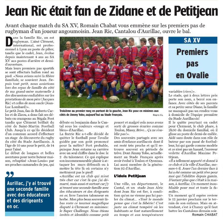 <a href="/Labric9/">Jean Ric</a> nous raconte ses premiers pas en Ovalie au @saca_officiel dans ma chronique sur CharenteLibre ! #saxv #charentelibre #premierspas