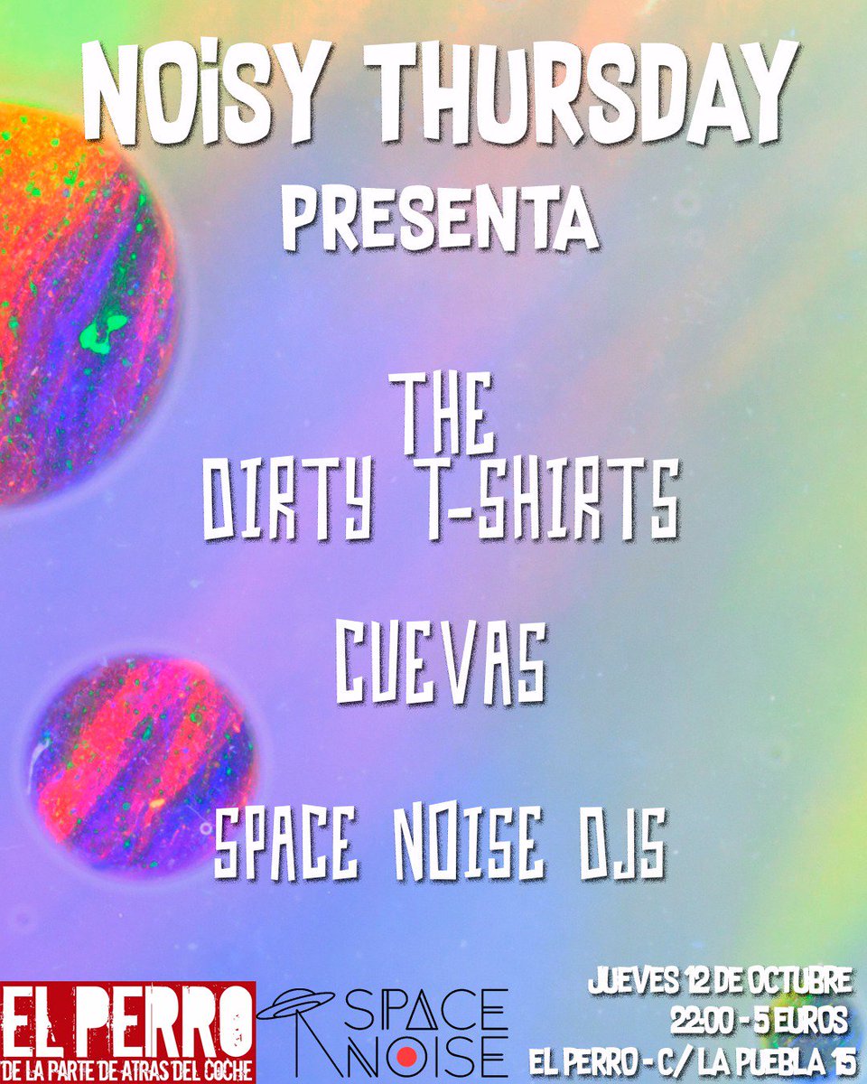 ¡¡¡Hoy toca mambo!!!
#TheDirtyT-shirts + #Cuevas

A las 22h en @ElPerroMadrid