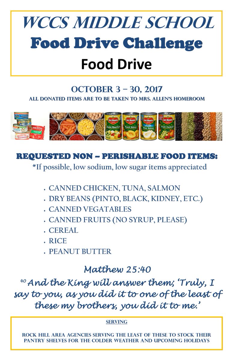 WCCSstuco's tweet photo. Bring in your canned goods! https://t.co/iuJXPkH06m