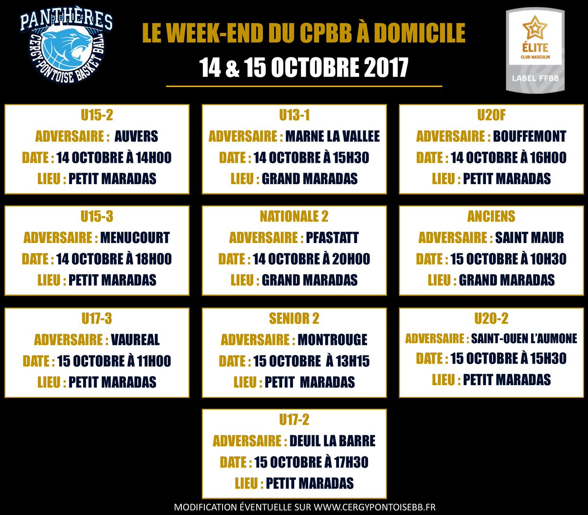 CPBB_Officiel's tweet photo. 10 rencontres aux Maradas ce week-end ! Et c'est totalement gratuit ! #GoCPBB https://t.co/LdrEUr4KG9
