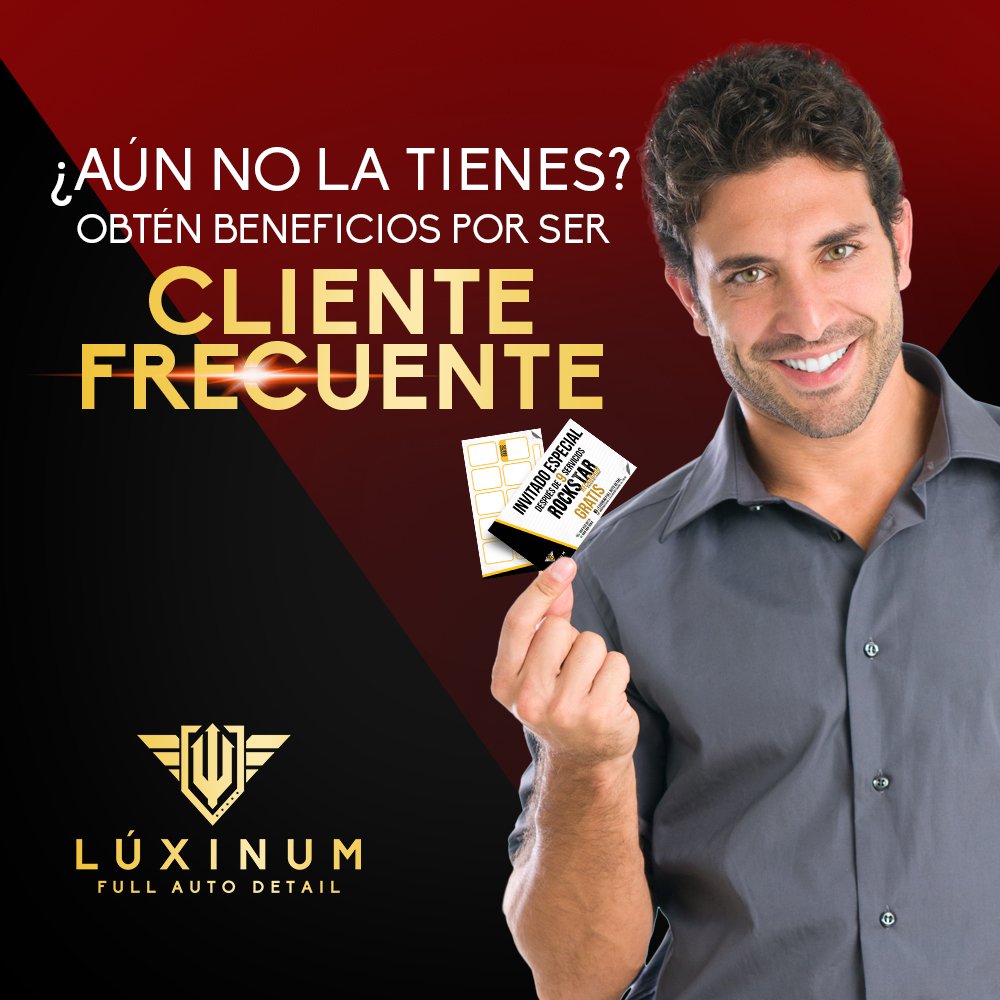 No olvides que todos los días cuentas con la oportunidad de adquirir tu tarjeta de cliente 🎁Regálate un Lavado Gratis ✨✨ #Lúxinum