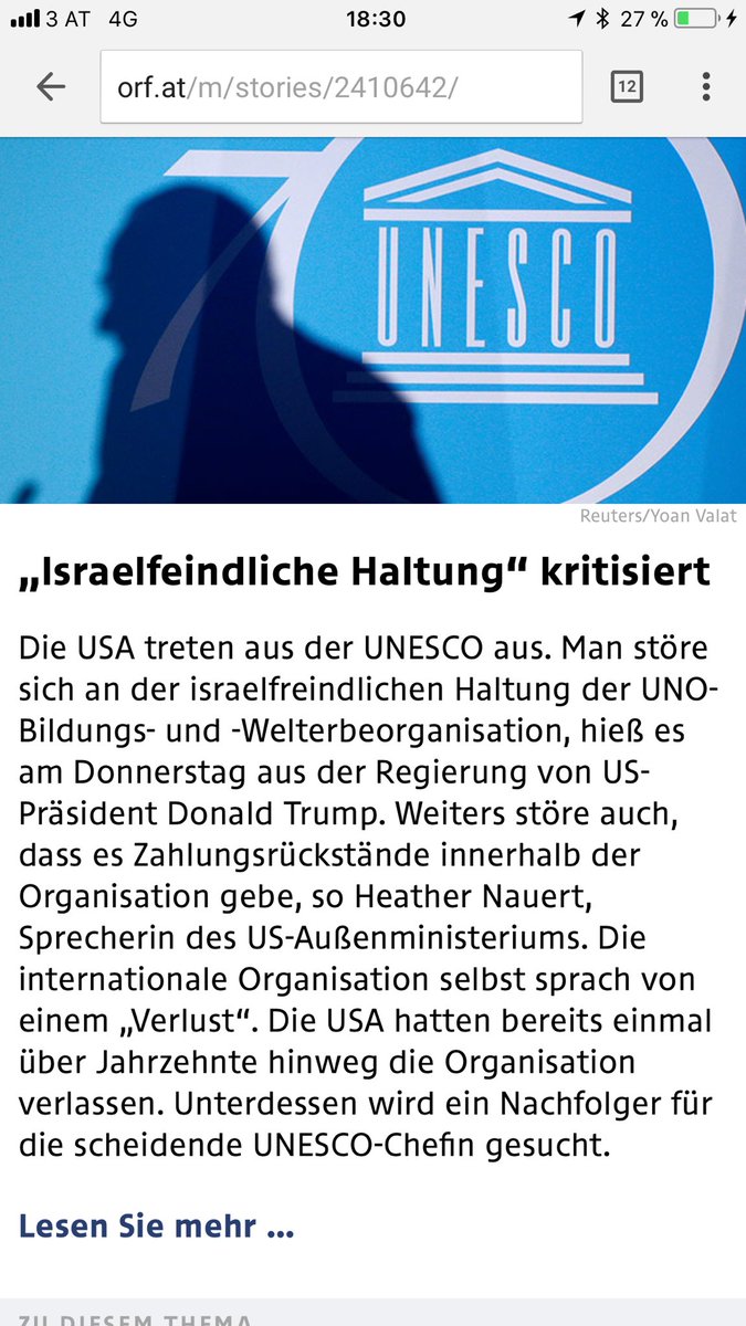 #usa steigen aus #unesco aus und <a href="/orfonline/">ORF</a> erzählt munter US-Propaganda nach statt kritisch zu reflektieren. #bildungsauftrag ???