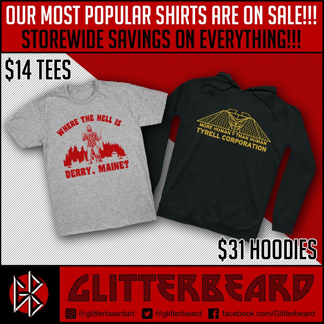 GLITTERBEARDART's tweet photo. It's #sale time! Sitewide savings!
https://t.co/1ZxPPBtwqh
#pennywise #it #itmovie #derry #bladerunner #bladerunner2049 #rickdecker #tees https://t.co/f4xjt5v1xz