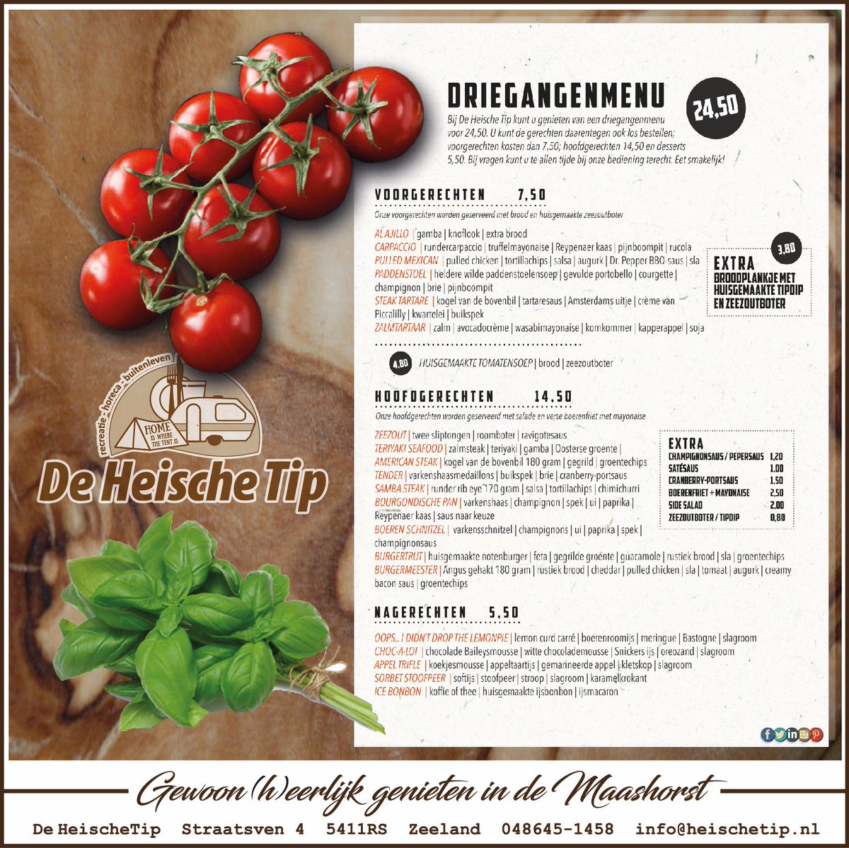 Met trots presenteren wij u onze vernieuwde menukaart. Zien we jullie dit weekend.? Reserveren is verstandig 😁