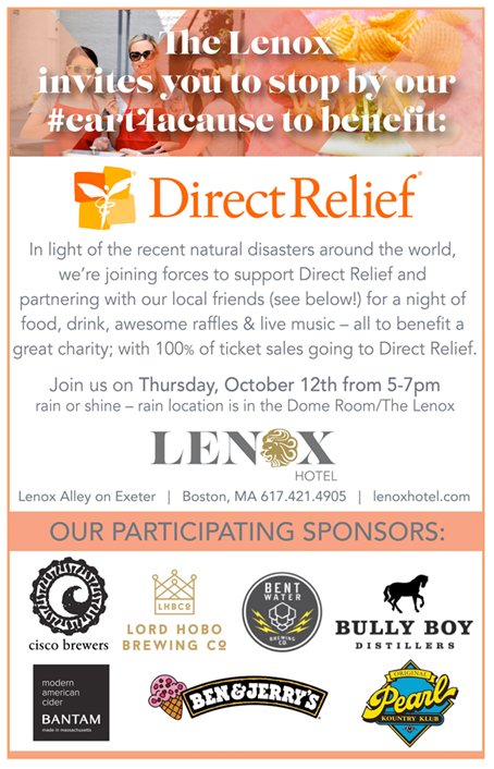 CityBarBoston's tweet photo. All proceeds from tonight's #cart4acause at @LenoxHotel will go to @DirectRelief! 🎟: https://t.co/QYvHBnxSBF https://t.co/Je1ljFDUbi