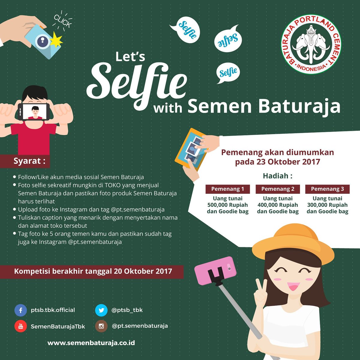ptsb_tbk's tweet photo. Yuk, foto bersama Rajanya Semen, kebanggaan kita semua. Selfie, post, share! https://t.co/IjYLGtZ7Ta https://t.co/WnlLdfuN3N