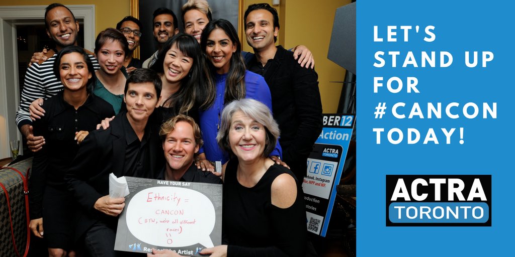ACTRAToronto's tweet photo. Today! Let's #StandUpForCanCon and send a message to government to #SupportPerformers: https://t.co/5RAAq1d0E5 #CanCon #actra https://t.co/O6L8dZCswK