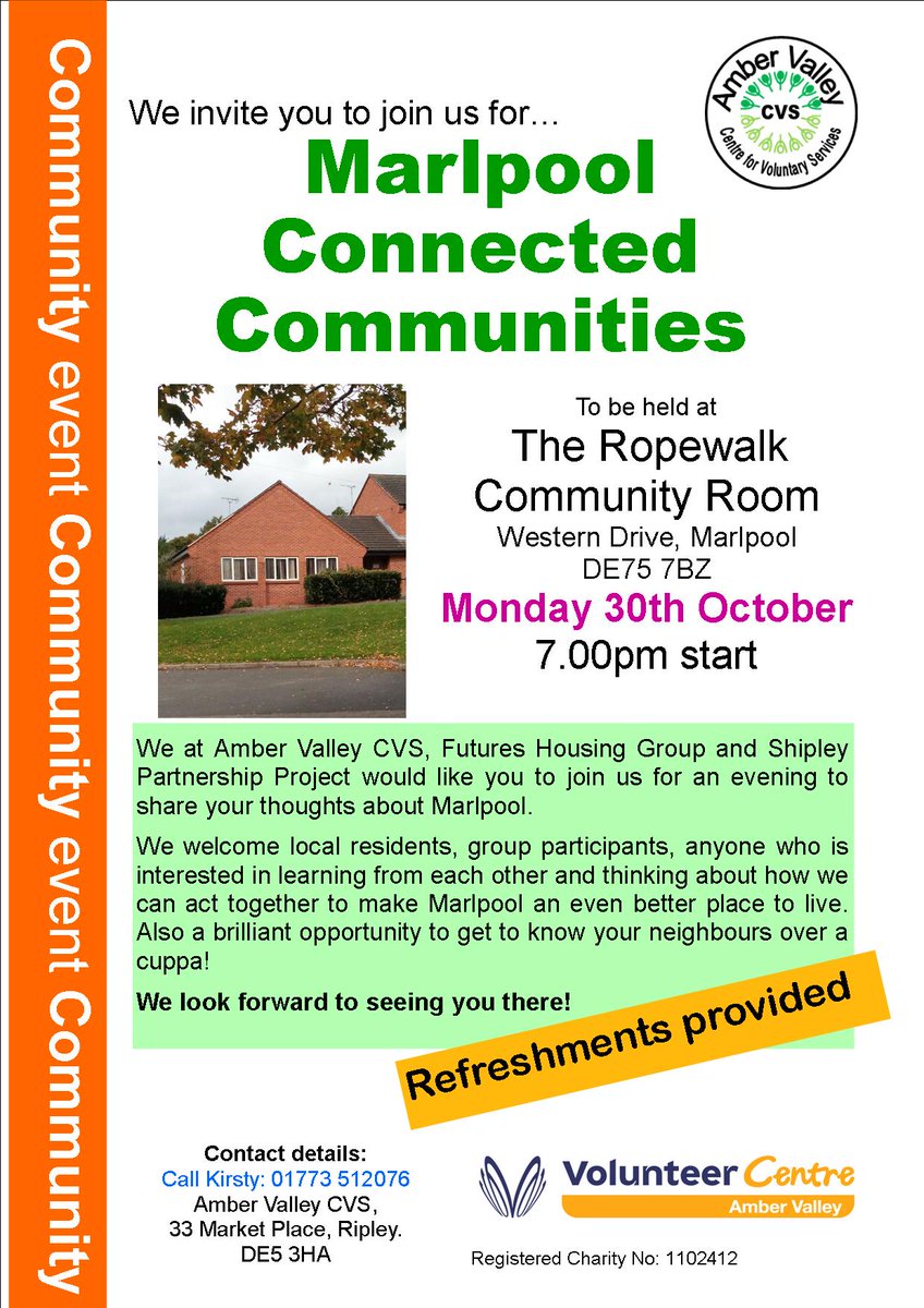 avcvs's tweet photo. Do you live in or around #Marlpool, Derbyshire? We would love to hear your views at this meeting. Please see poster for details https://t.co/iSKaz109yb