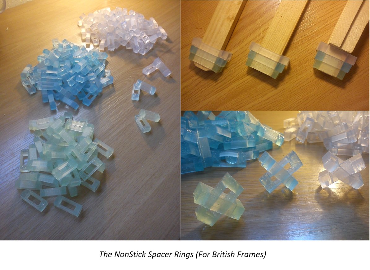 FrameCowl's tweet image. Are you from United Kingdom?? 😉
 New model for British Beehives the NON-STICK SPACER RINGS; Green =12 frames, Blue =11 frames and White = 10 frames. 
 * REMOVABLES &amp;amp; REUSABLES 
 * ALWAYS CLEAN
 * ANTI ADHERENT TO PROPOLIS