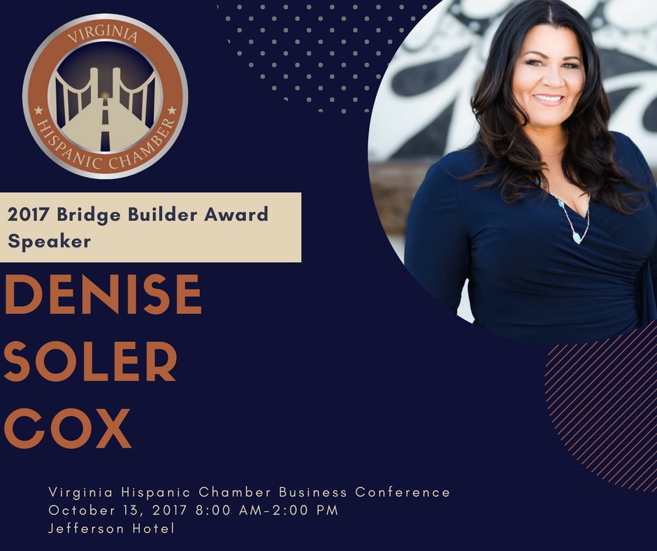 Denise Soler Cox (@denisesolercox) on Twitter photo Super honored to be selected as this years Bridge Builder recipient through the <a href="/VAHCC/">Virginia Hispanic Chamber of Commerce</a> Virginia Hispanic Chamber of Commerce <a href="/projectenye/">Project Eñye with Denise Soler Cox</a> Super honored to be selected as this years Bridge Builder recipient through the <a href="/VAHCC/">Virginia Hispanic Chamber of Commerce</a> Virginia Hispanic Chamber of Commerce <a href="/projectenye/">Project Eñye with Denise Soler Cox</a>