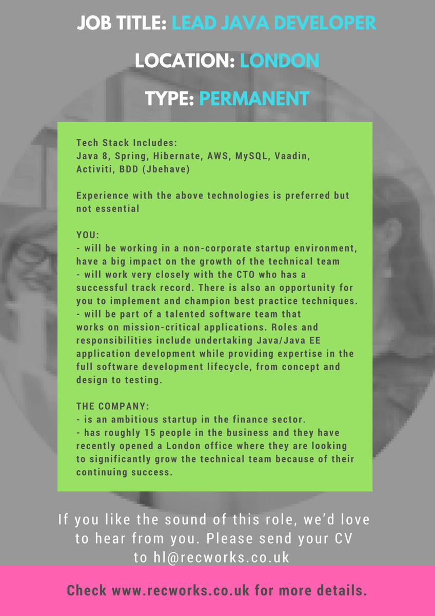 hlrecworks's tweet image. Lead Java Developer Required #java #leadjavadeveloper #startup #finance #london #javaEE #Java8 #Spring #hibernate #aws #mySQL #vaadin #activiti #bdd #jbehave