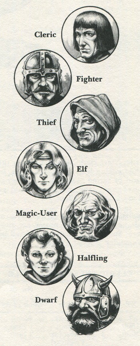 doctorow's tweet image. D&amp;amp;D Character Classes by Jeff Easley Dungeons &amp;amp; Dragons Basic Rulebook gameraboy1.tumblr.com/post/166320393…