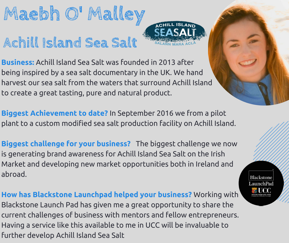 Meet Maebh, a student ambassador <a href="/LaunchPadUCC/">LaunchPad UCC</a>  and business woman helping her family-run <a href="/achillseasalt/">AchillIslandSeaSalt</a> while studying. #NWED #Entrepreneur