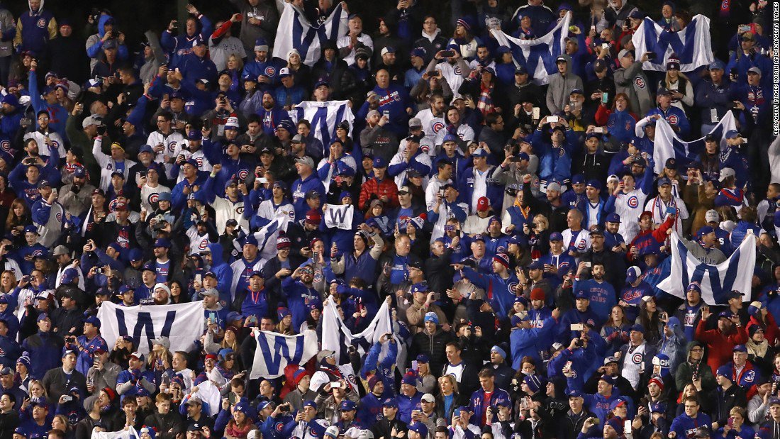 BasecampATX's tweet photo. Hey Chicago, what do you say, the Cubs are gonna win today! Come out and cheer on our boys for game 5 tonight. #FlytheW https://t.co/R0NFjHv4ct