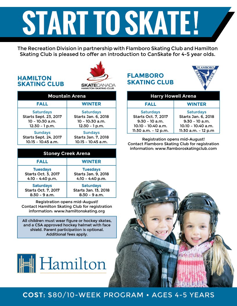 Have 4-5 year olds looking to start skating? Spaces still available in #HamOnt, #StoneyCreek and #Waterdown.