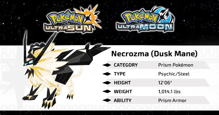 Pokémon on X: Dusk Mane Necrozma's high Attack stat greatly exceeds that  of Solgaleo! #PokemonUltraSunMoon  / X