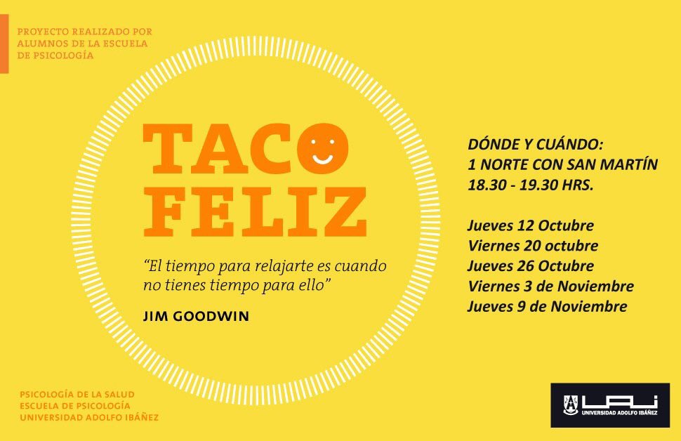 UAI_VINA's tweet photo. "Queremos ayudar a que la gente se relaje a la hora del taco" Constanza Martínez alumna @Psicologia_UAI en @biobio habla de @TacoFeliz2017 https://t.co/TCSh7S1XpB