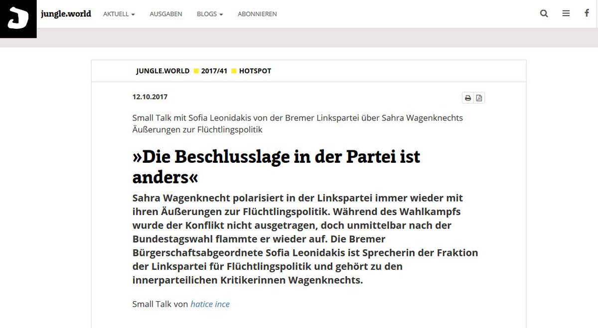 Die Linke Bremen Small Talk Mit Sofialeonidakis Von Der Linkspartei Bremen Uber Swagenknecht Ausserungen Zur Fluchtlingspolitik T Co Fjpczabonu Linke T Co Mugqsncyqc