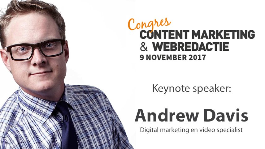 Over 4 weken is het zover! Andrew Davis sluit het congres af met een keynote over succesvolle online video’s: bit.ly/2xAdjAT