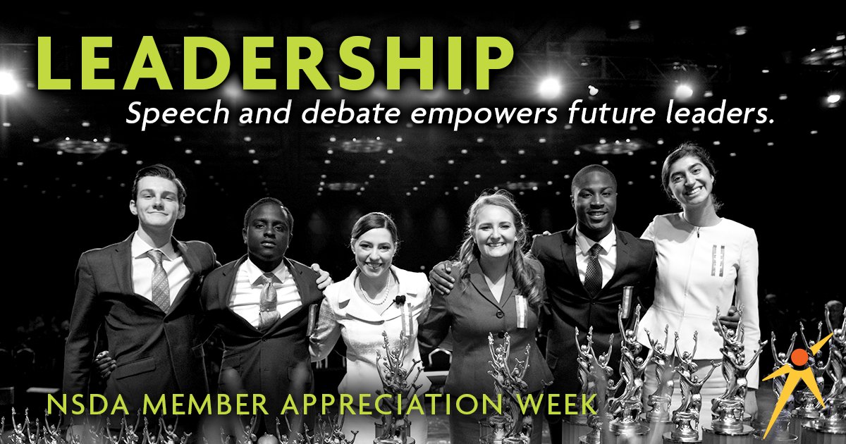 speechanddebate's tweet photo. Today's focus--LEADERSHIP. Speech &amp; debate empowers future leaders to make a difference. Share post for chance 2 win a big bag of NSDA SWAG! https://t.co/M7SO4NSGUh