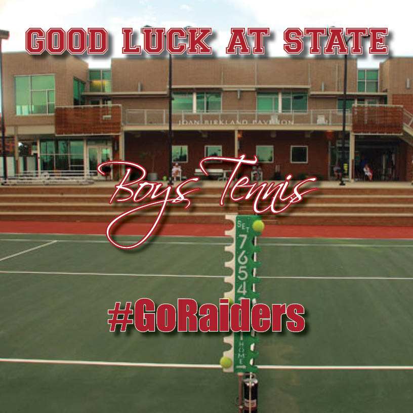 Good luck to our boys tennis team as they begin play at the 5A State Tournament today! #GoRaiders