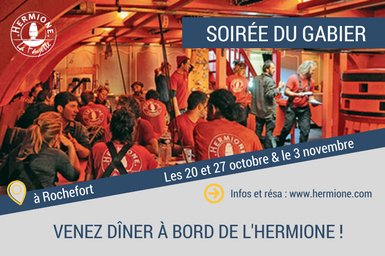 LHERMIONE_SHIP's tweet photo. Retour des Soirées du #Gabier, venez dîner à bord de L'#Hermione à #Rochefort ! Les 20, 27 octobre & 3 novembre ➡️ https://t.co/Olah4uRYb5 https://t.co/9A2Lh056iJ