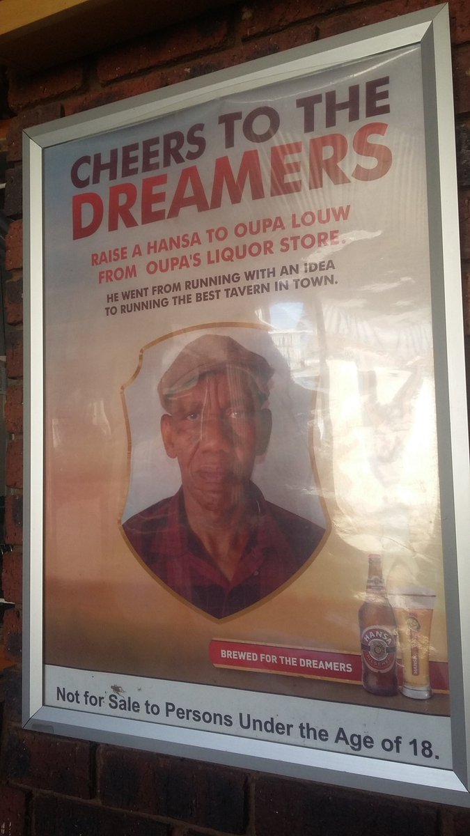 When you order a beer in a tavern then find out the owner of the tavern was in an ad for the beer you ordered. #Kimberley