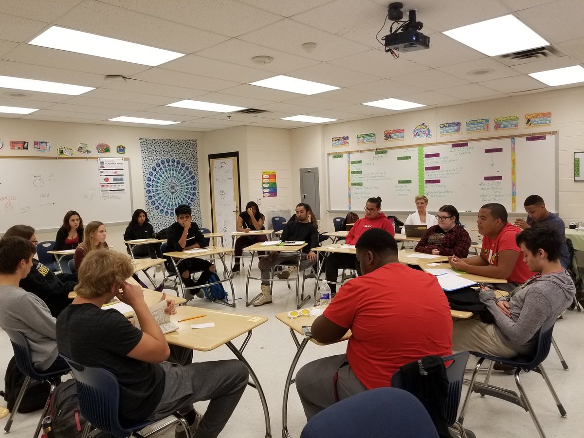 BrandyLMcDonald's tweet photo. Eng 11 prep to write analysis through Socratic Seminar - wrote OWN questions & provided feedback to each other. #noteachertalk @lynnholahan https://t.co/Ie79BXPOpn