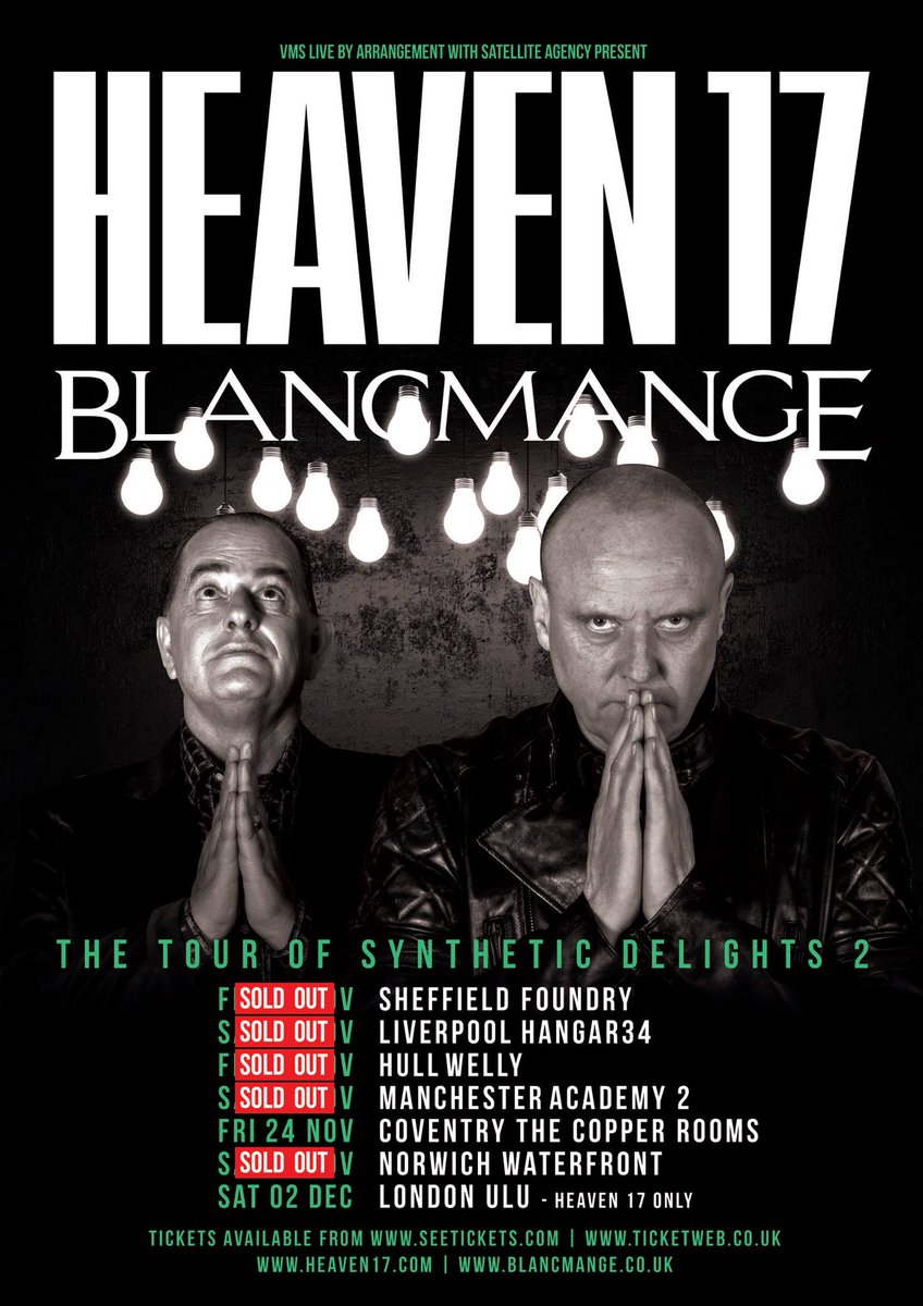 TheCopperRooms's tweet photo. 🎫 LAST FEW TICKETS REMAINING 🎫 
@heaven17bef + @_blancmange_ are in Coventry in Nov! Book before we sell out too! https://t.co/9u36EmreOm https://t.co/dLi6vwij9T