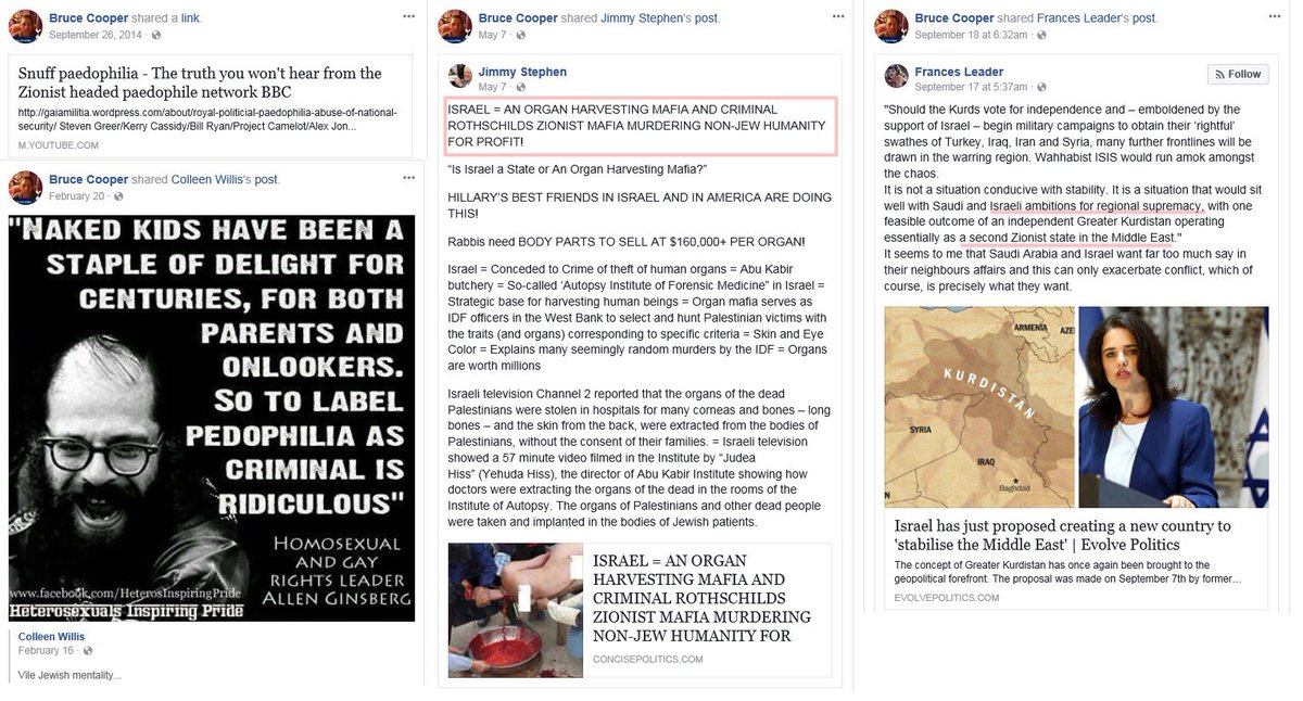 GnasherJew's tweet photo. Jews are responsible for "snuff  paedophilia" "organ harvesting" &amp; all manner of other transgressions according to this @UKLabour member 🤢 https://t.co/OEMsMLz8on