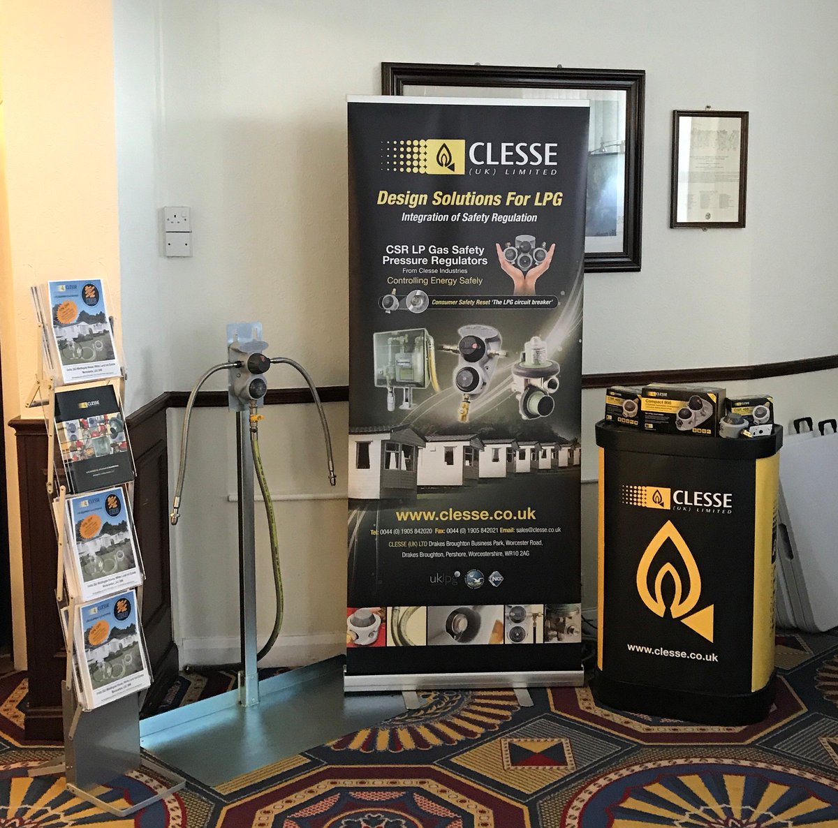 ClesseUK's tweet photo. All set up with our stand for the @HECASUK Charity Trade Evening at @HeyshamGolf course. Drop by to chat with Alan &amp; Paul. https://t.co/p9WnWIFT17