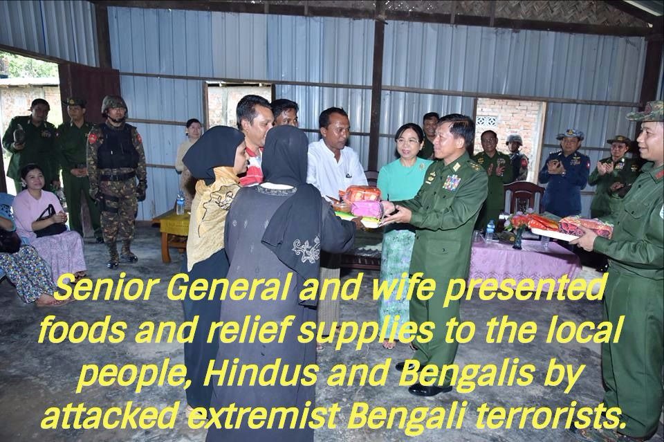 Do yo Know Myanmar Army presented Foods and relief supplies to the local people , Hindus and Bengalis by attacked ARSA extremist terrorists?