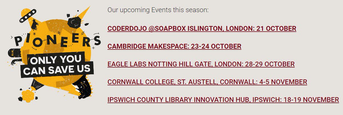 M1st3r_C's tweet image. I&apos;ll be touring with @Raspberry_Pi Pioneers til Dec, helping makers 11-16yo #MakeYourIdeas across the UK! FREE Tix: ow.ly/uH5x30fPrAx