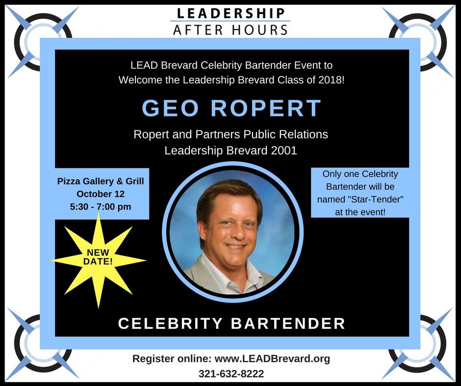 Ropert_Partners's tweet photo. @PRTwentyOne vying for the title of Celebrity Star Tender @LEADBrevard Leadership After Hours @PizzaGallery 6:30-7pm. Need your vote! https://t.co/Y1vdY1jSfj