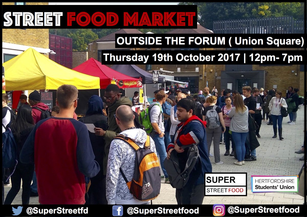 Join us next week outside at <a href="/UniofHerts/">University of Hertfordshire</a> outside <a href="/theforumherts/">Forum Hertfordshire</a> 
with Delicious #StreetFood vendors from across the globe !