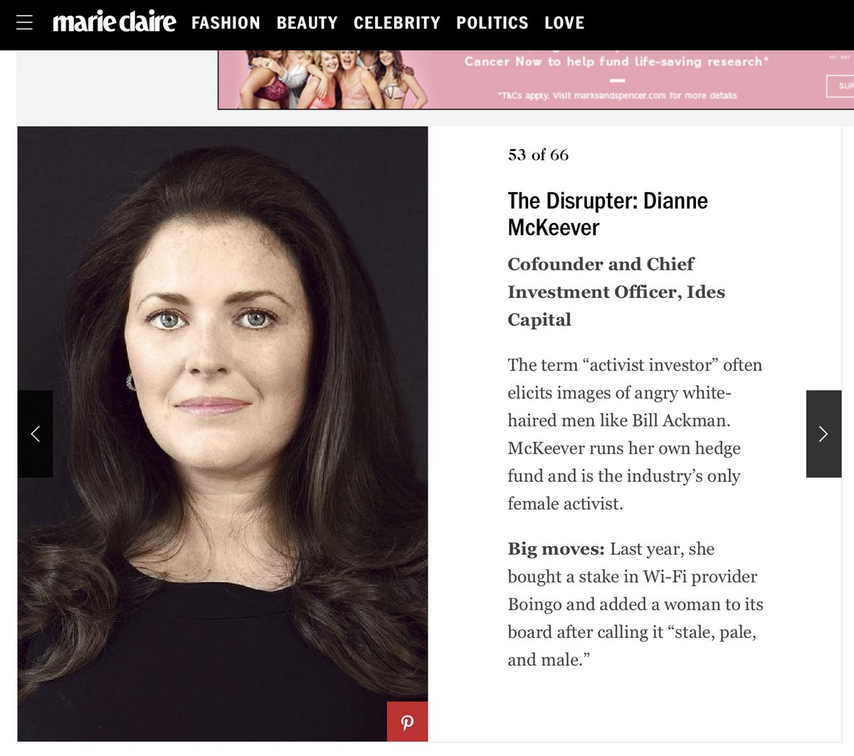 wolfepereira's tweet photo. Congrats to activist investor pioneer @IdesCapital's @DianneMcKeever on making @marieclaire's New Guard 2017 https://t.co/JH1bHo4IMH https://t.co/KpYxKKXVB3