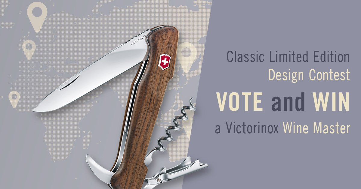 Victorinox's tweet photo. VOTE &amp; WIN – Choose your favorite design here: https://t.co/Pwx8YtEyDP  Good Luck 🍀 #MyVictorinox @jovoto https://t.co/hyDccHYrRW