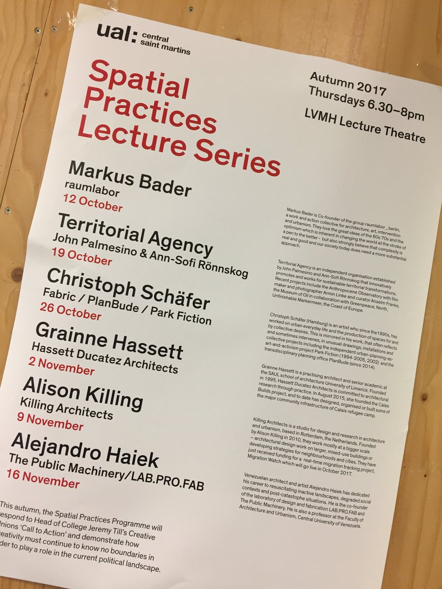 CSMArchitecture's tweet photo. @csmSpatial at @CSM_news new lecture series starts tonight with Markus Bader of raumlabor https://t.co/5HW7QWu77l https://t.co/0NYwfcmtaH