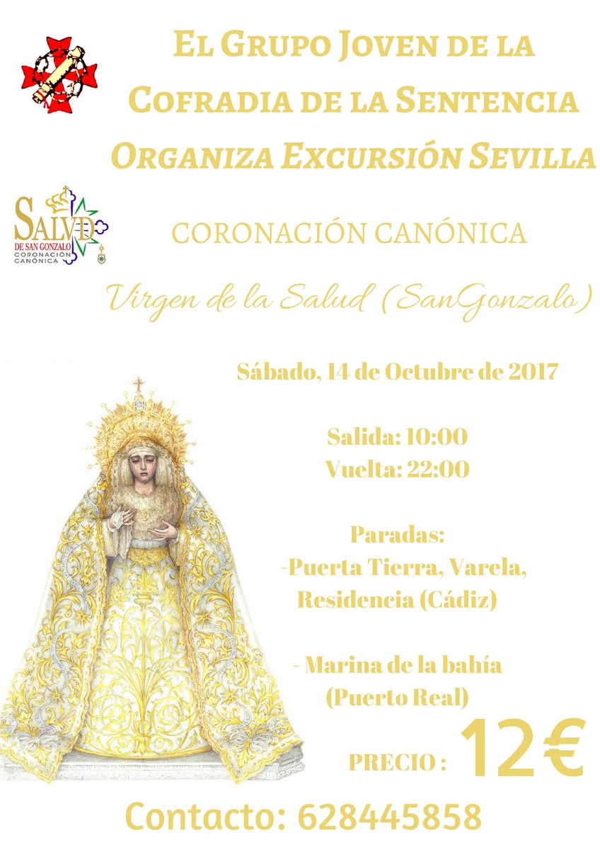 Aún quedan 4 plazas en el autocar de la excursión a Sevilla para la Coronación de la Virgen de la Salud, ¡no los dudes más y apúntate!