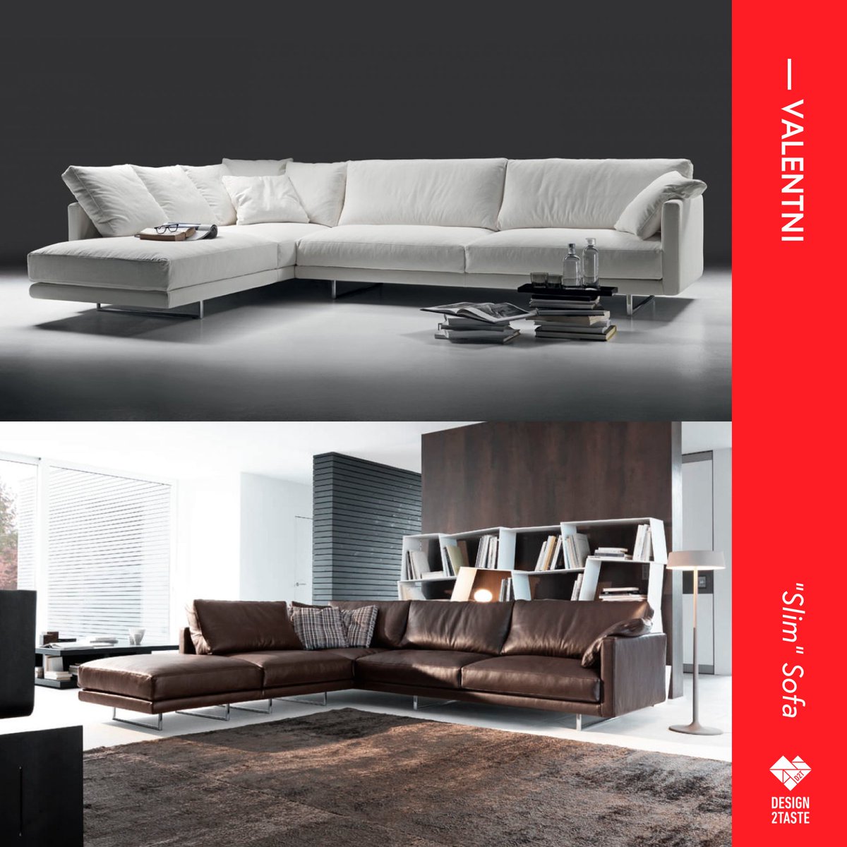 Design2Taste's tweet image. An iconic shape to live the space at home with style: "Slim" sofa by #Valentini
 &amp;gt; bit.ly/d2t-valentini

#interiordesign
#sofa
#furniture