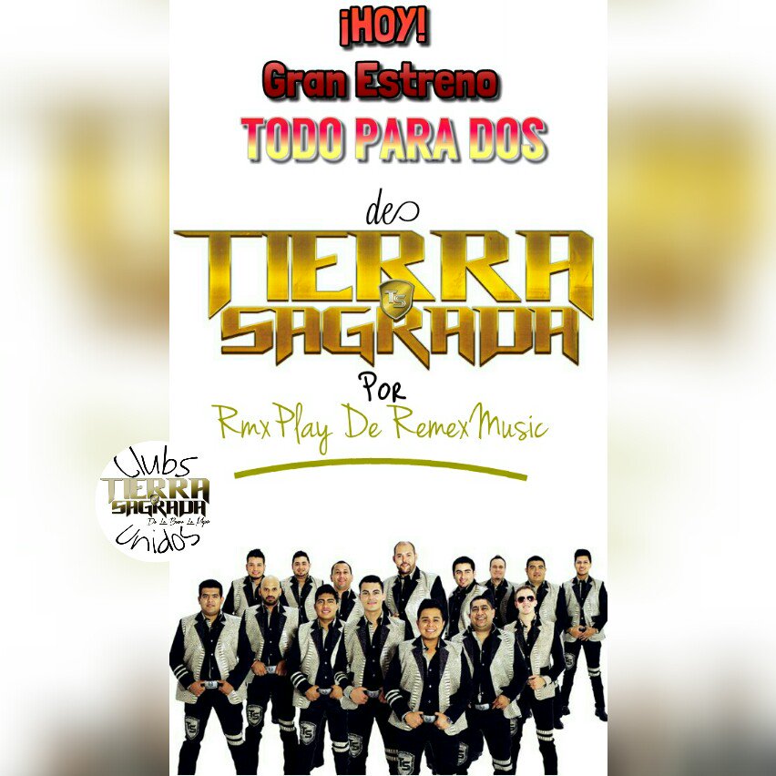ChulasdeNavarro's tweet photo. Nuevo sencillo de @tierrasagrada1 : #TodoParaDos 🎵
Gran estreno HOY JUEVES 12 DE OCTUBRE❗
⭕ClubsUnidos⭕ 4:00 pm https://t.co/Bl6rxwDlR7