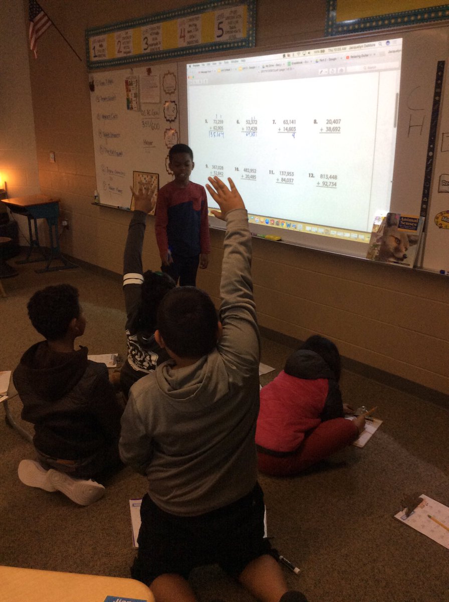 JDaMorePT's tweet photo. Student teachers leading addition practice! #PTpride #d56acheives https://t.co/sfqih68cGU