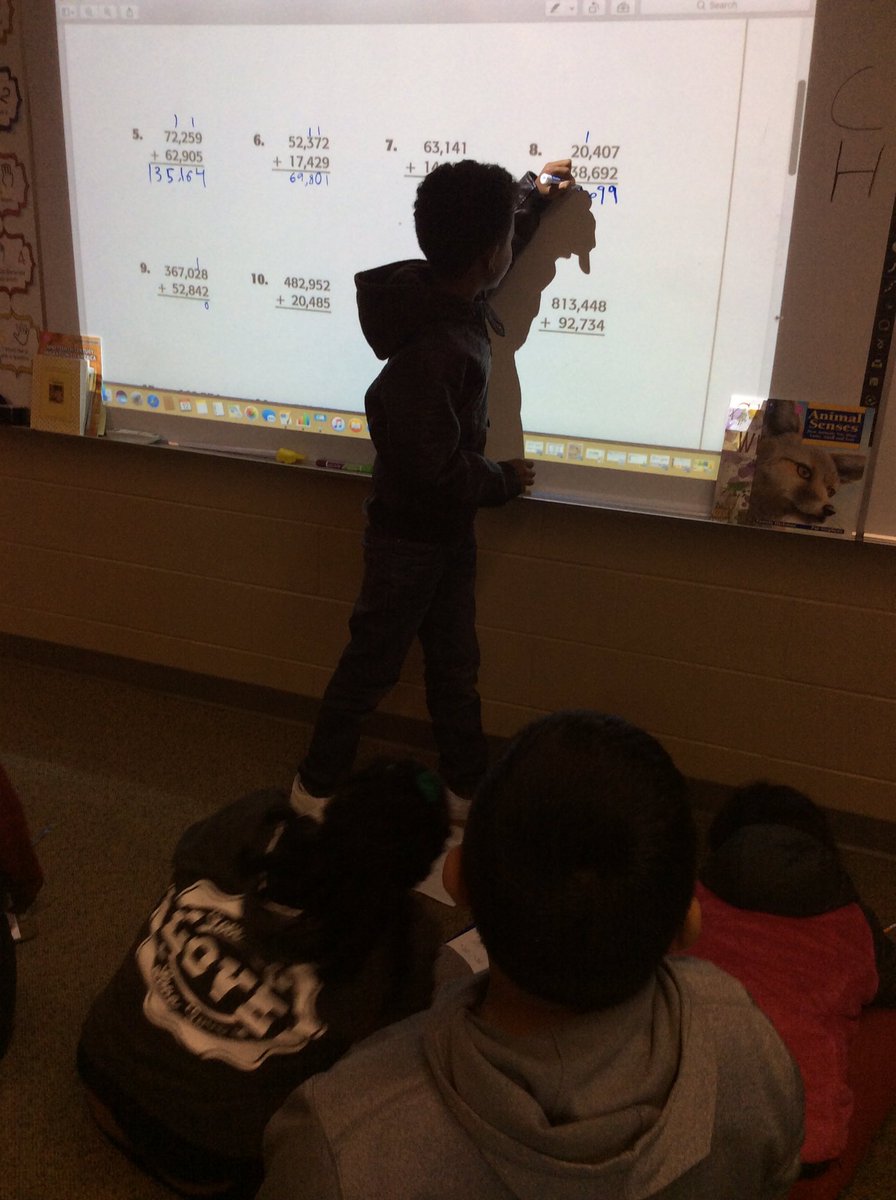 JDaMorePT's tweet photo. Student teachers leading addition practice! #PTpride #d56acheives https://t.co/sfqih68cGU